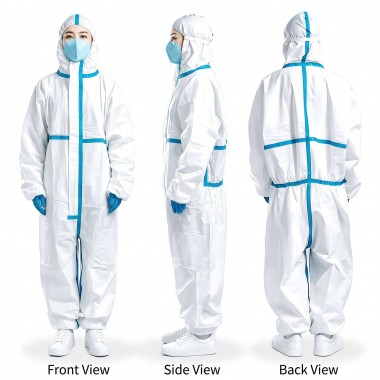 Wholesale White PP Protective Clothing Disposable Coverall Clothing High Quality Anti-Chemical Hazmat Protective Suit