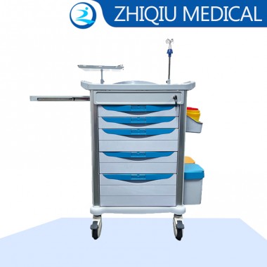 ABS Emergency Medical Trolley with Drawers and Accessory Holders