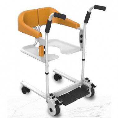 Bathroom Adjustable Manual Transport Folding Commode toilet Chair With Pedal For Elderly