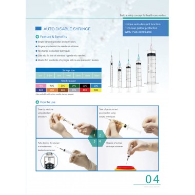 medical disposable auto disable syringe 1ml 2ml 5ml 10ml 20ml 30ml 50ml for sale
