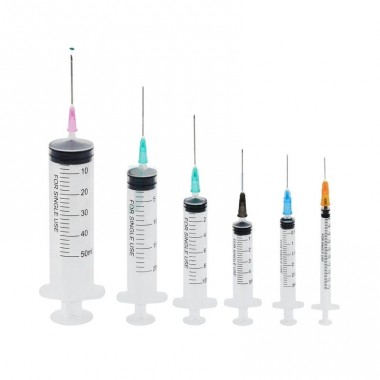 CE ISO Approved Sterile Luer Lock 1ml 2ml 3ml 5ml 10ml 20ml 50ml Highly Transparent Medical Grade PP Class Disposable Syringe