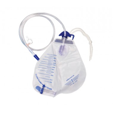 Deluxe Urine Drainage Bag 2000ml Luxury Urinary Collection Bag with Anti-Reflux Drip Chamber Needleless Sample Port T-Valve Double Hanger CE ISO13485