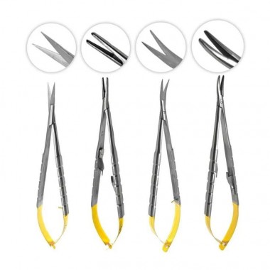 Premium Castroviejo Micro-Surgical Instrument Set - Needle Holder & Scissors (Titanium Coated/Stainless Steel)