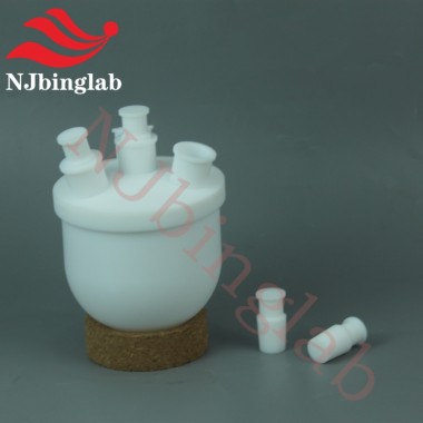 PTFE Flask Four-Necked Round-Bottom Reactor with Threaded Connection Easy to Clean
