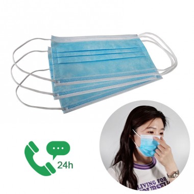 Blue Nonwoven Disposable 3Ply Medical Face Mask