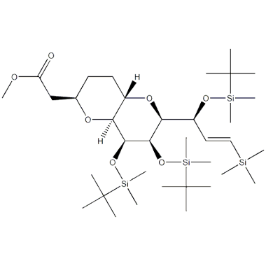 methyl 2-((2R,4aS,6S,7R,8S,8aS)-7,8- bis((tert-butyldimethylsilyl)oxy)-6-((S,E)-1- ((tert-butyldimethylsilyl)oxy)-3- (trimethylsilyl)allyl)octahydropyrano [3,2- b]pyran-2-yl)acetate