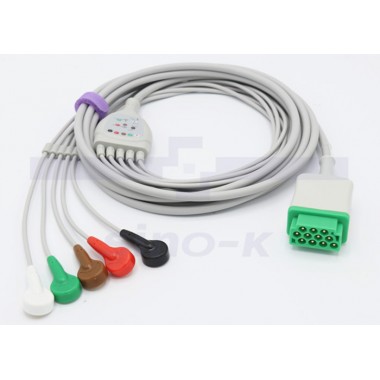 GE Marquette ECG cable 5leads AHA 11pin