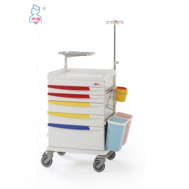 F-46 Medical hospital trolley New design ABS hospital crash cart Emergency resuscitation trolley
