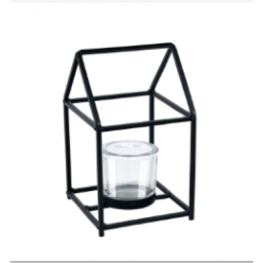 metal candle holder with glass