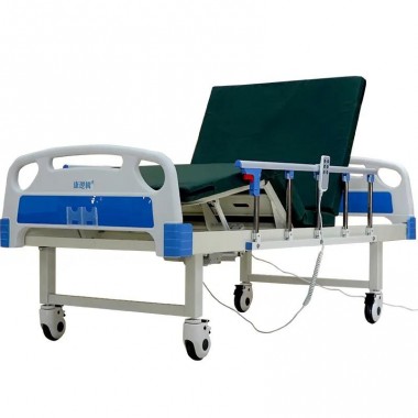 Full Electric Adjustable Two Function Hospital Bed 2 Crank Medical Furniture Cold Rolled Steel Frame ABS Headboard with Castors