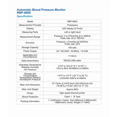 CE Approved Ambulatory Arm Blood Pressure Monitor with USB Port