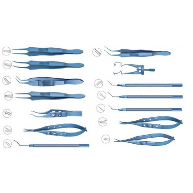 OBEXA TITANIUM CATARACT AND IOL IMPLANT SET OF 14 INSTRUMENTS