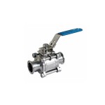 Sanitary fast mounting three piece ball valve